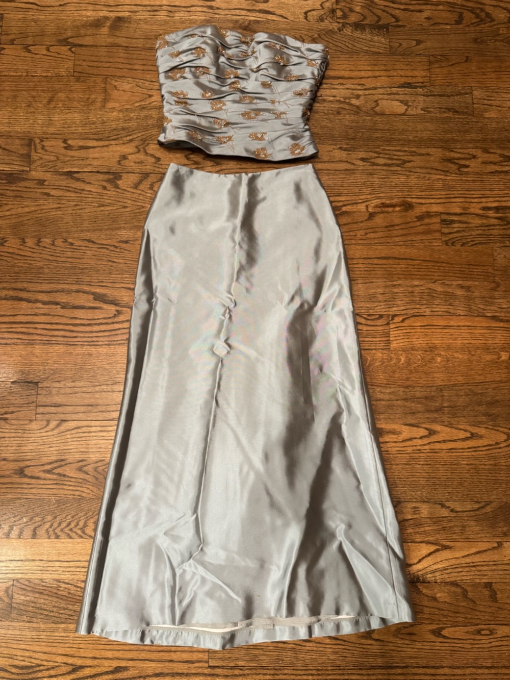 Carmen Marc Valvo 2-Piece Beaded Corset Top (Size 6) & Satin Skirt (Size 10) Set